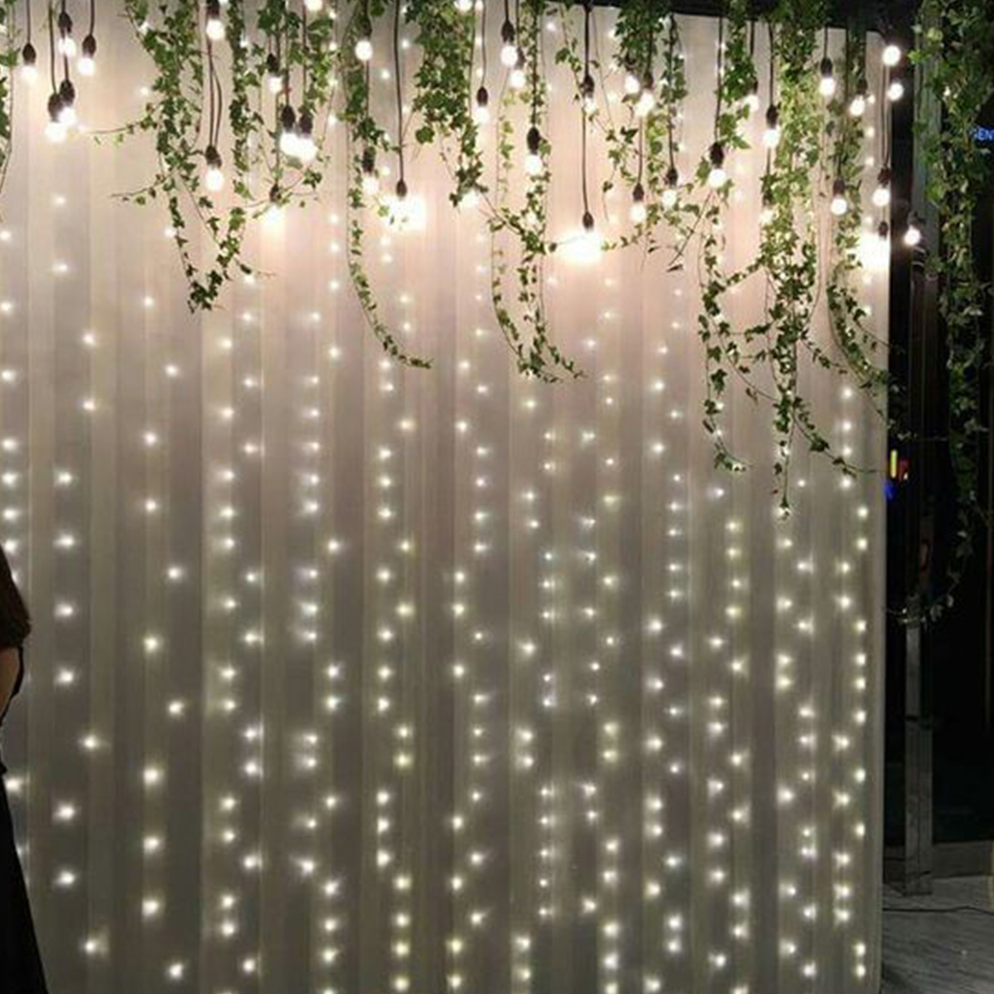 conjunto de luces de cortina con 240 luces led blanco con control remoto de 40 cuerdas