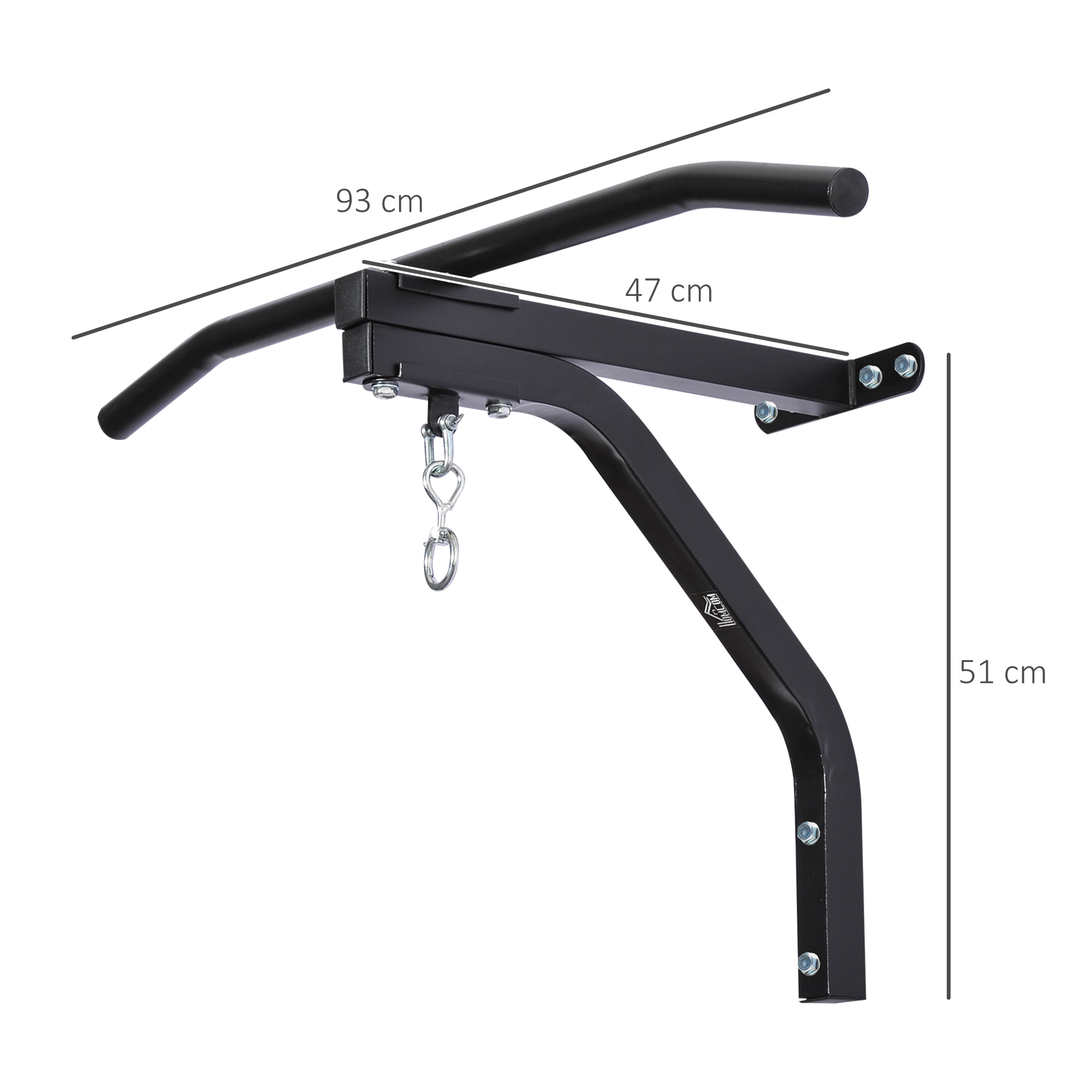 2 en 1 Barra de Dominadas para Pared Acero Soporte de Saco de Boxeo 93x47x51 cm