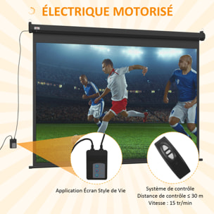 Ecran de projection motorisé home-cinéma format 4:3 100 pouces 203L x 152H cm noir