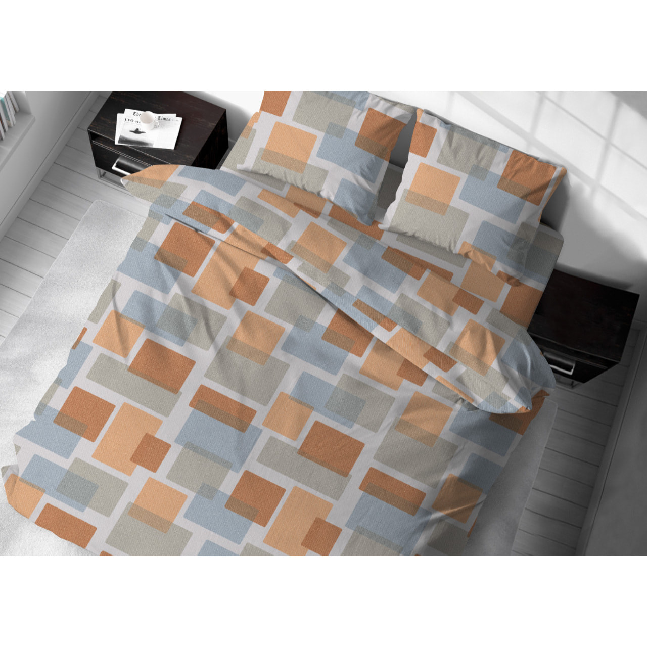 Copripiumino In 100% Cotone Disegno Square