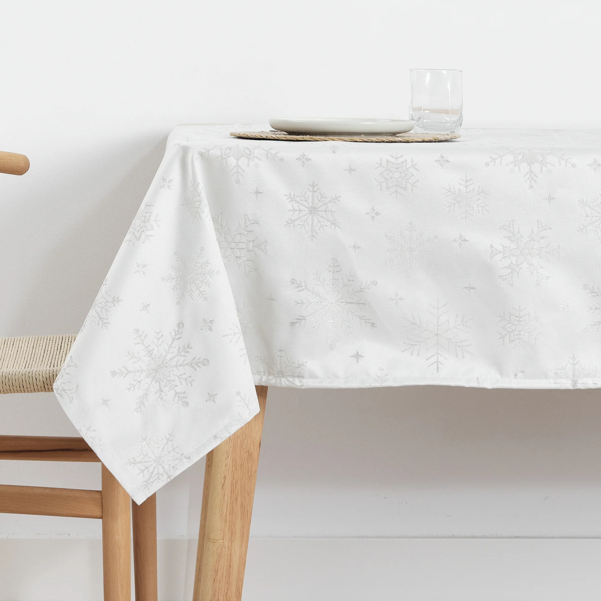 Nappe en tissu jacquard fil d'argent PSC4821