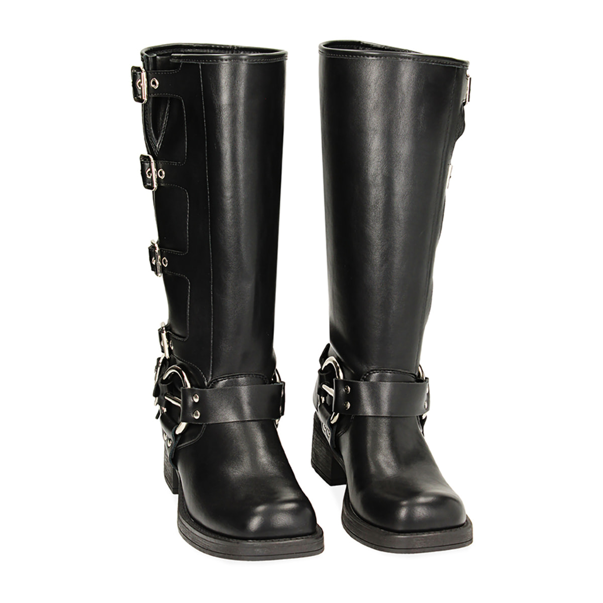 Biker negras de cuero altas