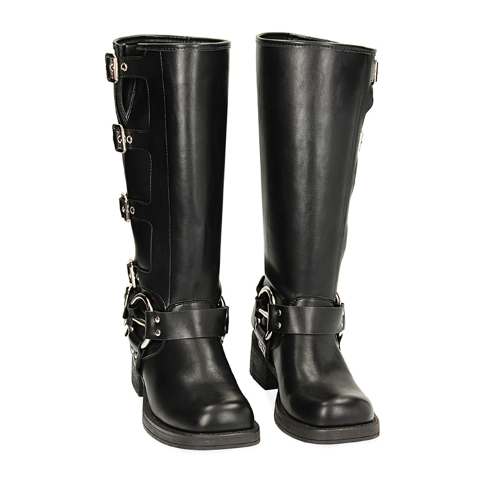 Biker negras de cuero altas