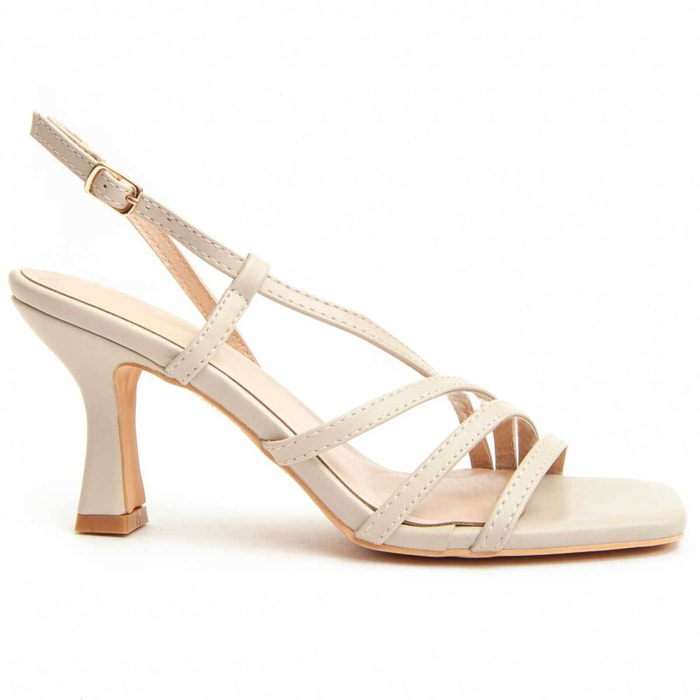 Sandalia de tacón - Beige - Altura: 8 cm