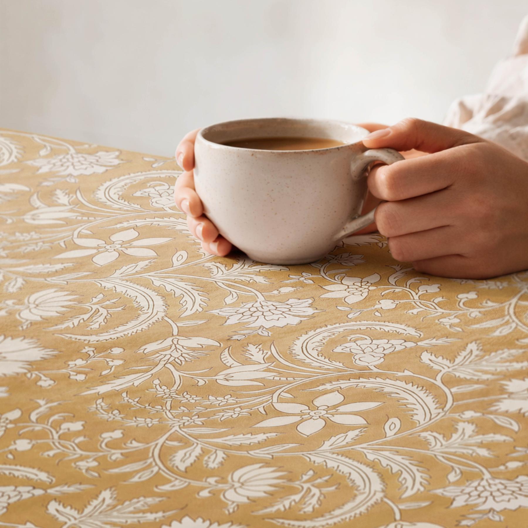 Mantel antimanchas GALIA OCRE - 100% algodón