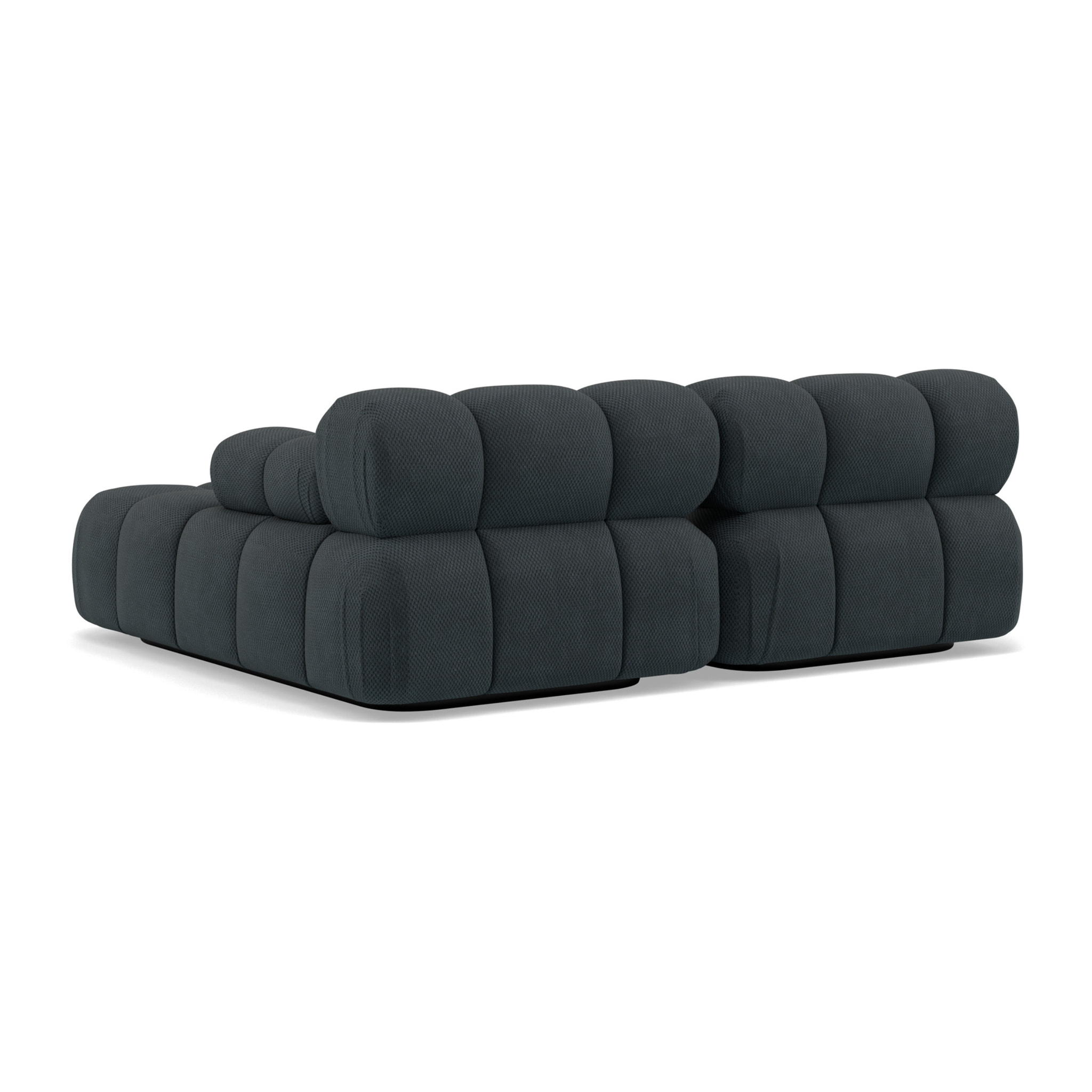 Ruby - canapé droit 4 places avec double méridienne - assise profonde - en velours texturé - Noir