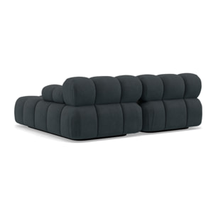 Ruby - canapé droit 4 places avec double méridienne - assise profonde - en velours texturé - Noir