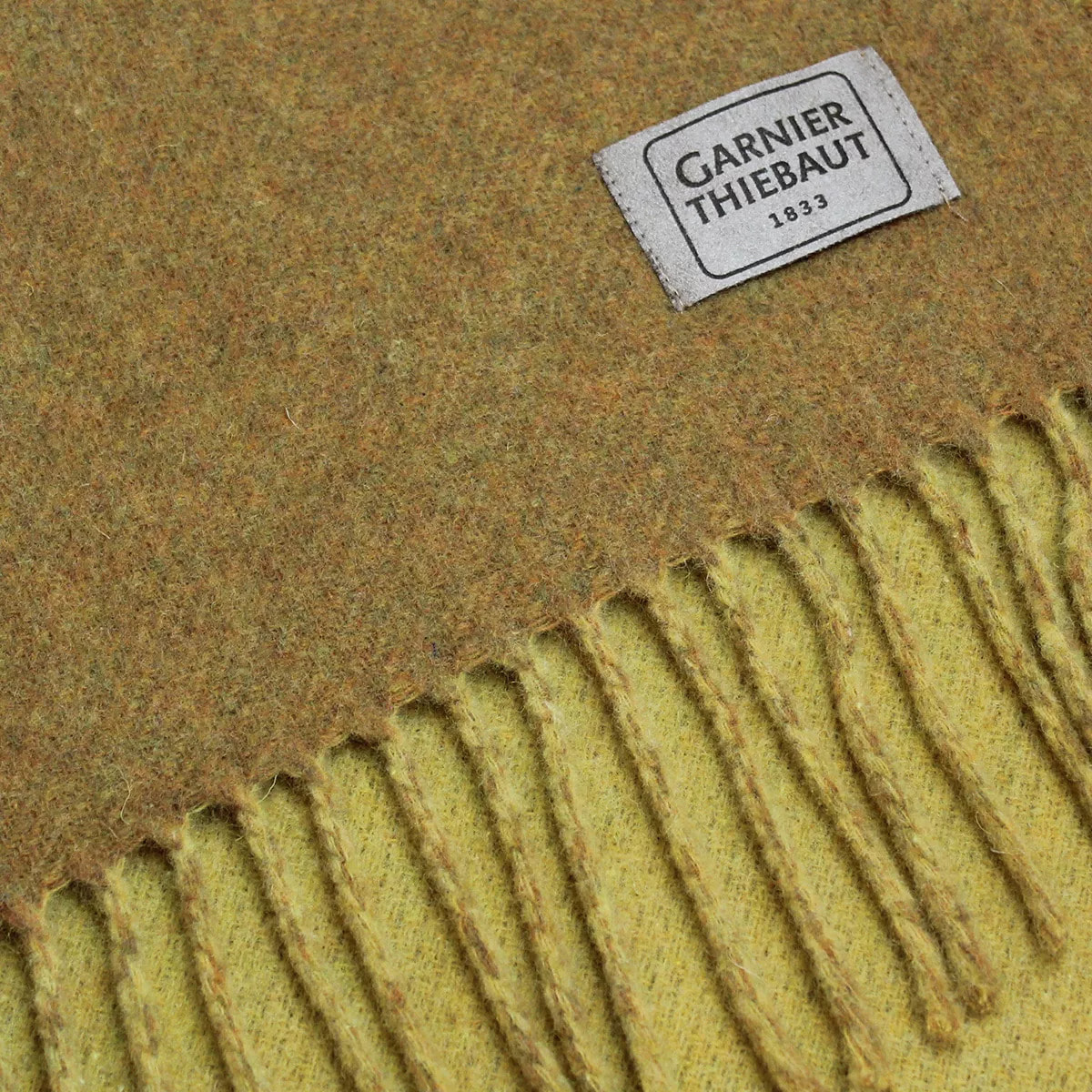 Plaid laine & autres fibres uni jaune marron Duetto mordore