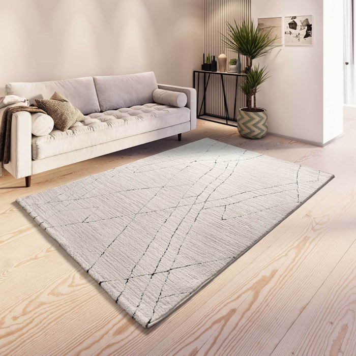 TURIN Alfombra bereber con relieve en blanco y negro, varias medidas disponibles