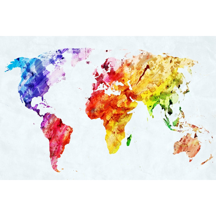 Tableau carte du monde multicolore Tableau alu Dibond