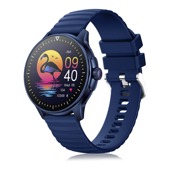 DAM Smartwatch ZW45 con notificaciones de Apps, llamadas Bluetooth. Monitor de tensión y oxígeno en sangre. Corona multifunción. 4,9x1,1x4,7 Cm. Color: Azul