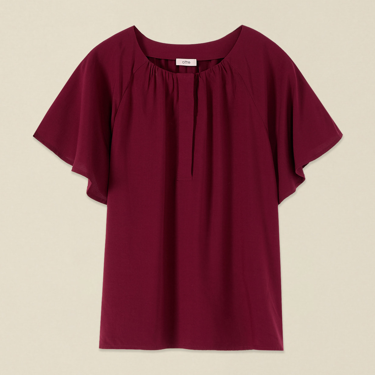 Oltre - Blusa de viscosa con drapeado - Burgundy