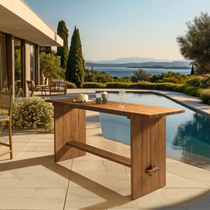 COLINE - Bar de jardin 240x70cm en bois de teck recyclé couleur naturelle