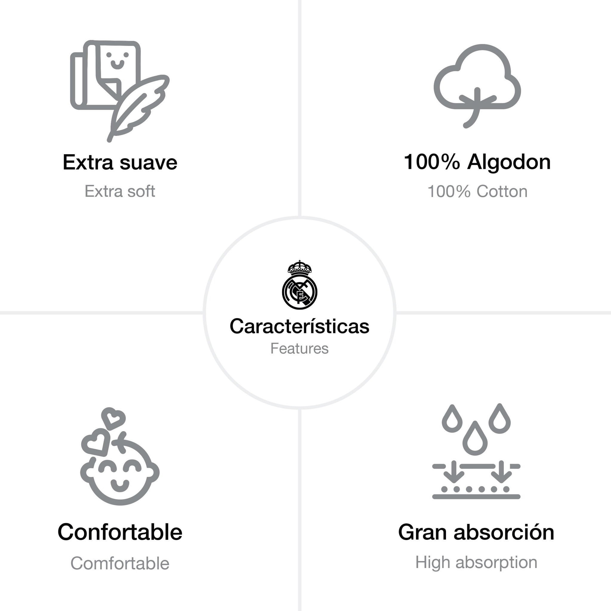 Capa de Baño 1X1 Real Madrid Leon Escudo Blanco