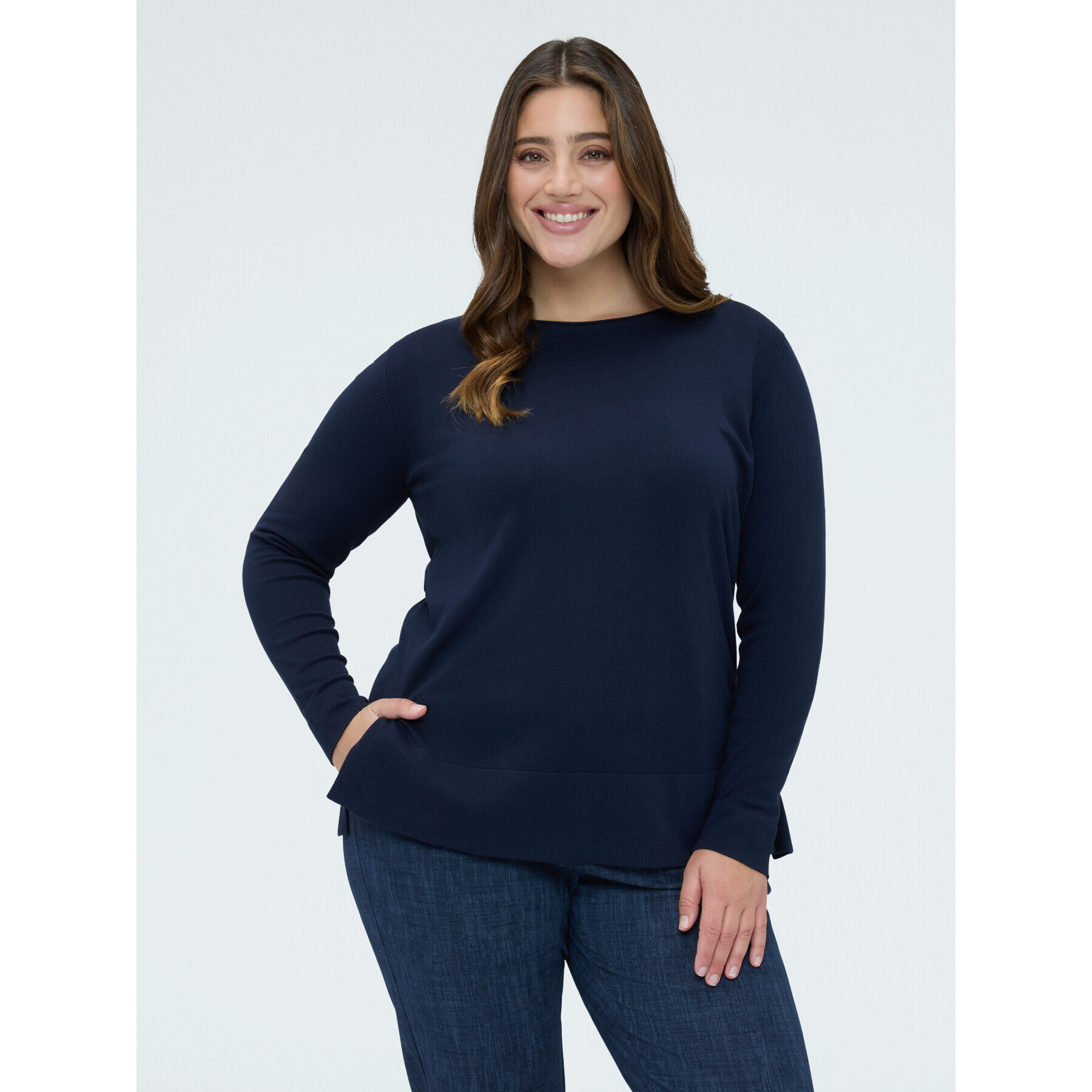 Fiorella Rubino - Camiseta de cuello redondo en mezcla de viscosa - Azul