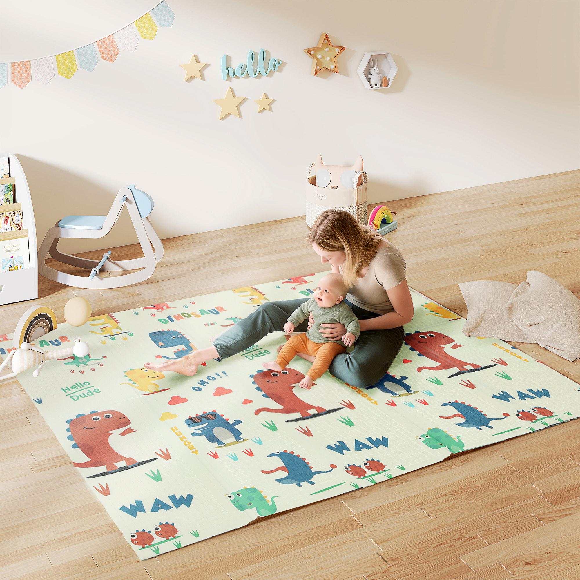 Tapis d'éveil bébé pliable épais réversible en mousse