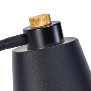 Forlight Pau Lámpara de Escritorio de Estilo Nórdico. Flexo de Escritorio E27 de Acero Negro y Madera Clara Natural