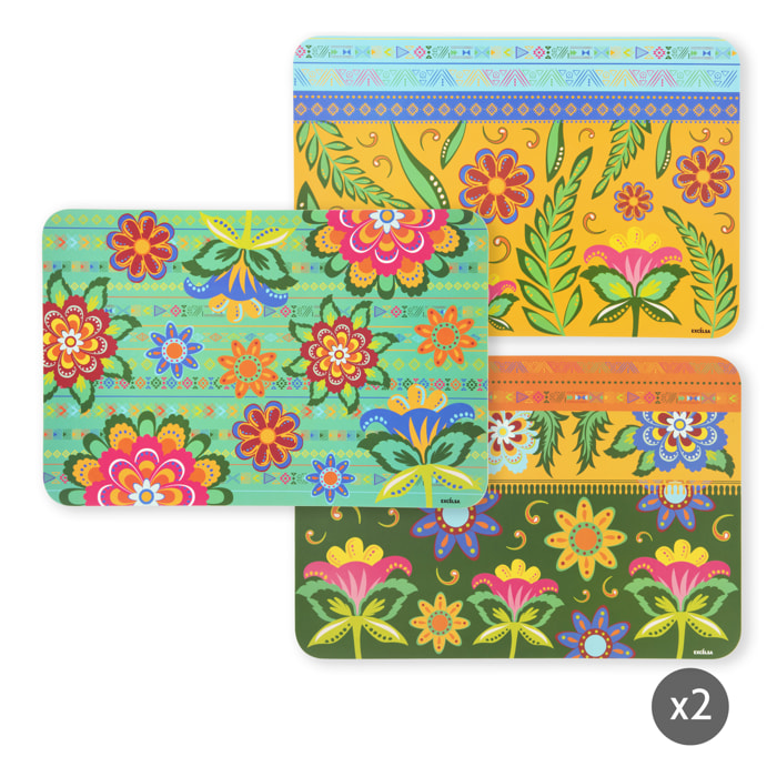 Set de 6 sets de table rectangulaires Excelsa – Gipsy Soul, Polypropylène Multicolore