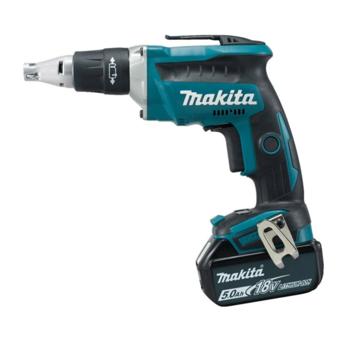 Atornillador automático 18V Li-Ion 5Ah 5 x 25 a 55 mm MAKITA - 2 baterías 1 cargador - en caja - DFS452TJX2