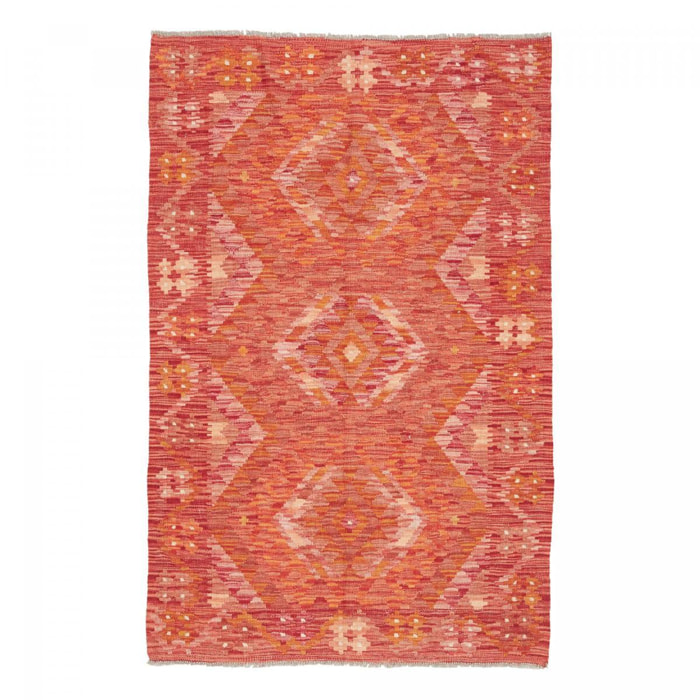 Tapis kilim, motif géométrique artisanal, tissé plat, LENE
