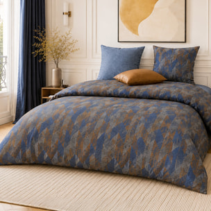 Parure housse de couette 100% percale de coton motif losanges à pois - BLUSKY
