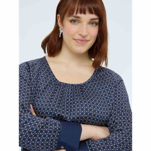 Fiorella Rubino - Blusa de raso con estampado geométrico - Azul