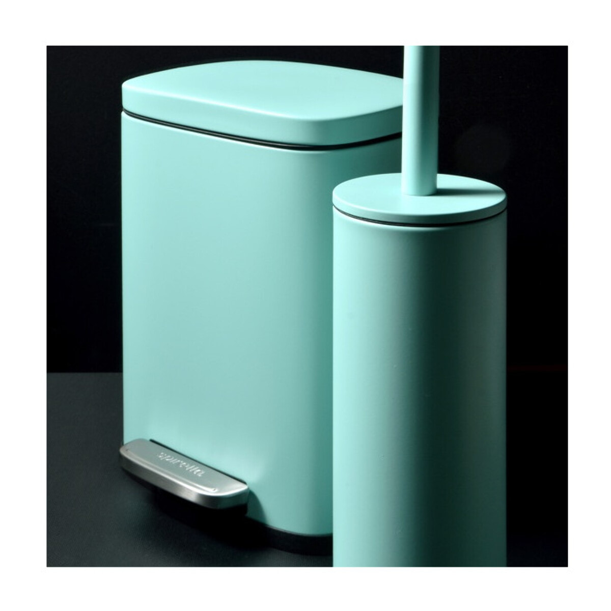 Set Poubelle à  pédale 5L & Brosse Wc AKIRA Turquoise mat Spirella