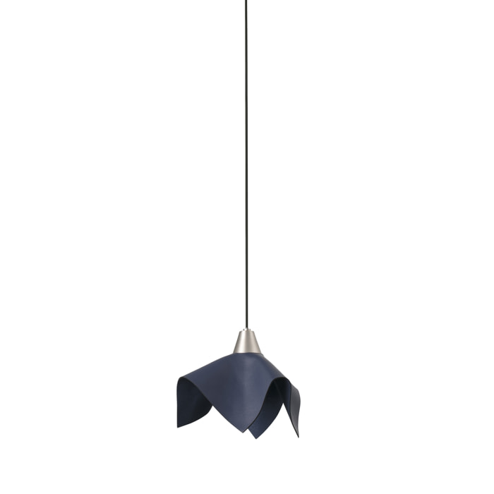 FAUNA Suspension LED en cuir bleu