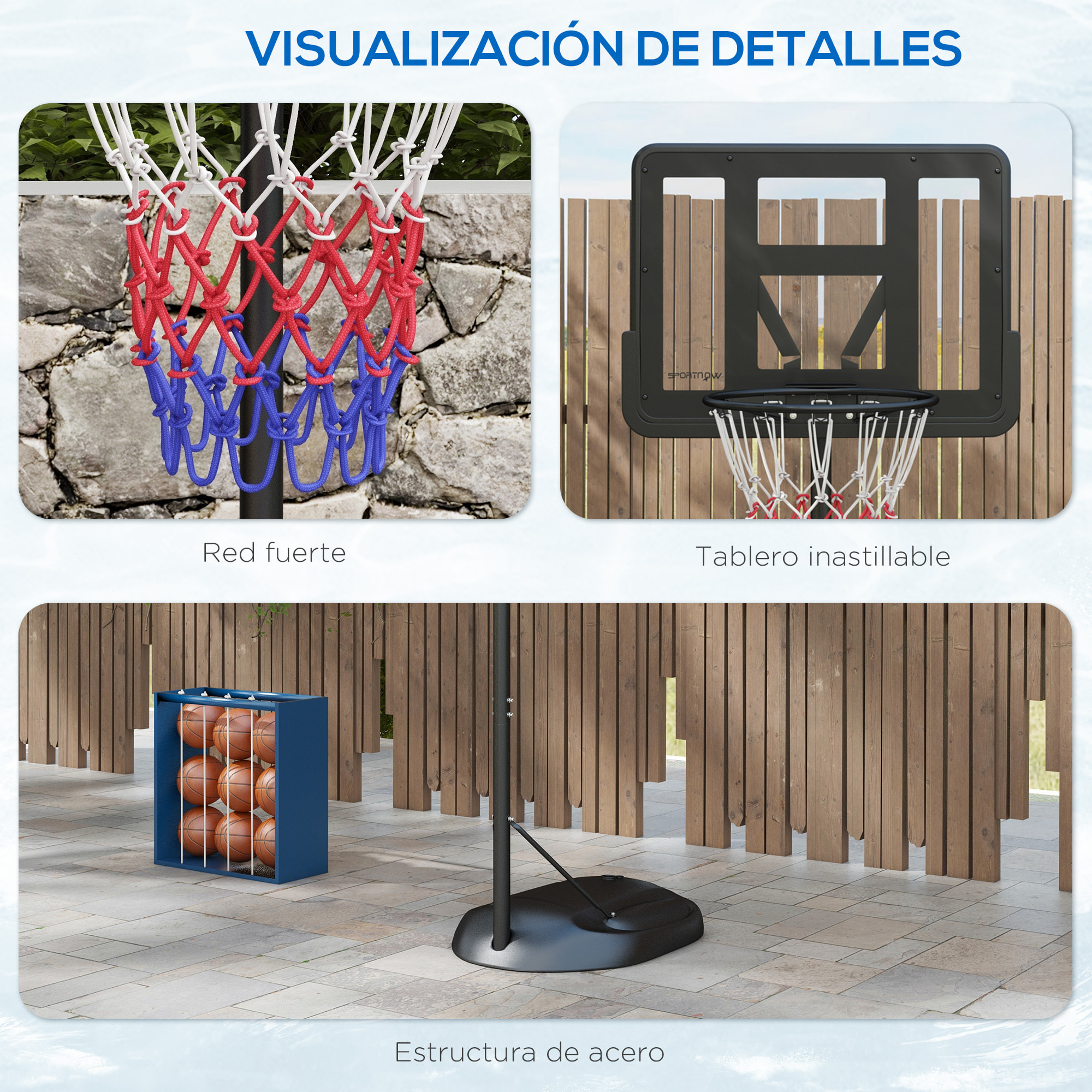 Canasta de Baloncesto con Altura Ajustable 216-277 cm Aro de Baloncesto para Exterior con Ruedas y Base Rellenable para Adolescentes y Adultos Negro