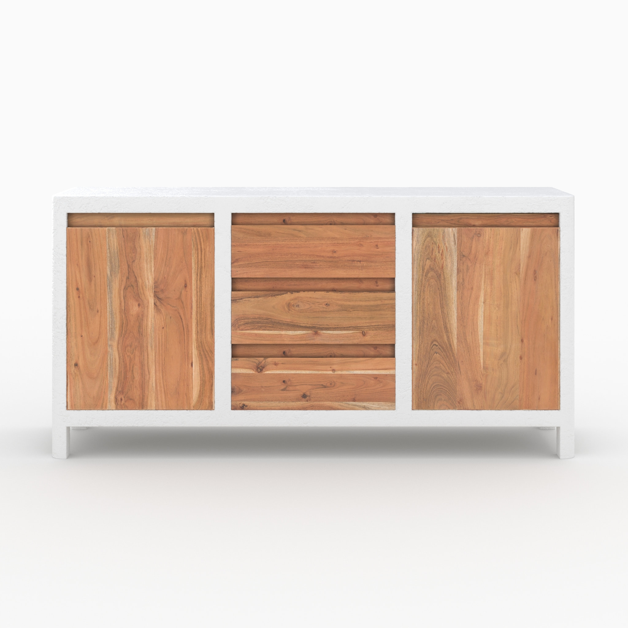 Buffet en béton blanc cassé et bois d'acacia - Tierra