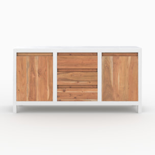 Buffet en béton blanc cassé et bois d'acacia - Tierra