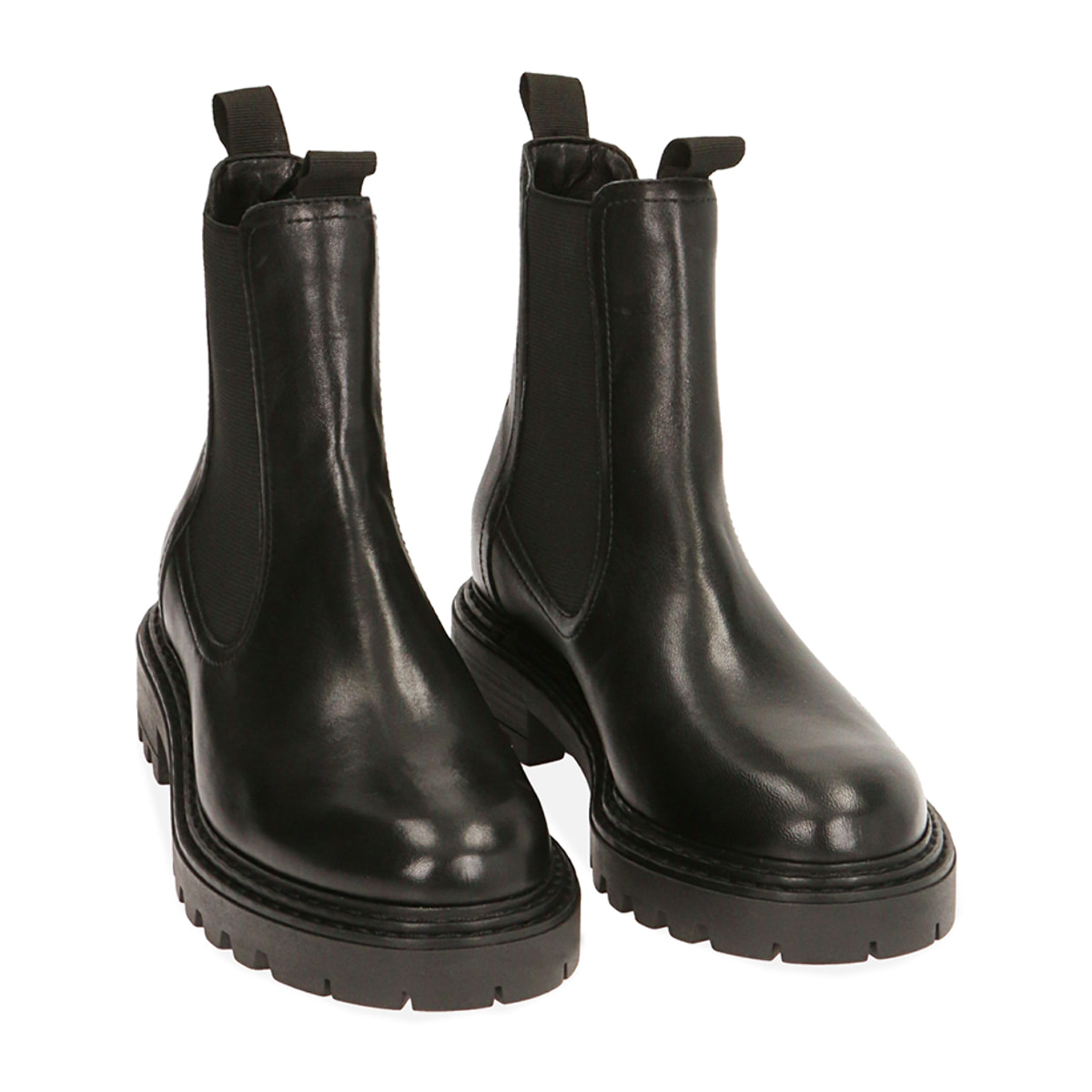 Chelsea boots negras en piel, tacón 3,5 cm