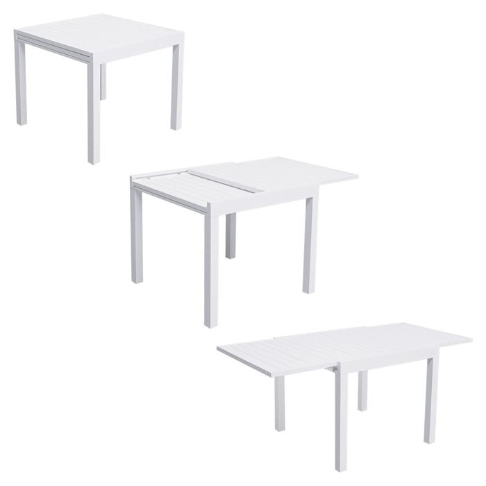 Salon de jardin VENEZIA extensible 90/180 en textilène gris 8 places - aluminium blanc