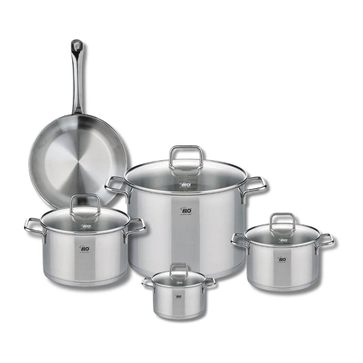 Ensemble de 1 Poêle de cuisson 24 cm et 4 faitouts 12, 16, 20 et 26 cm Elo Profi Citrin