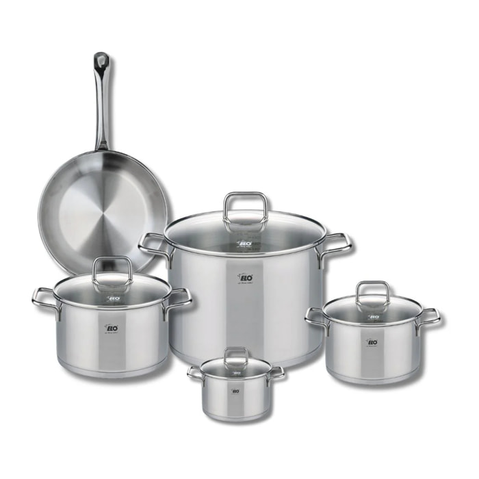 Ensemble de 1 Poêle de cuisson 24 cm et 4 faitouts 12, 16, 20 et 26 cm Elo Profi Citrin
