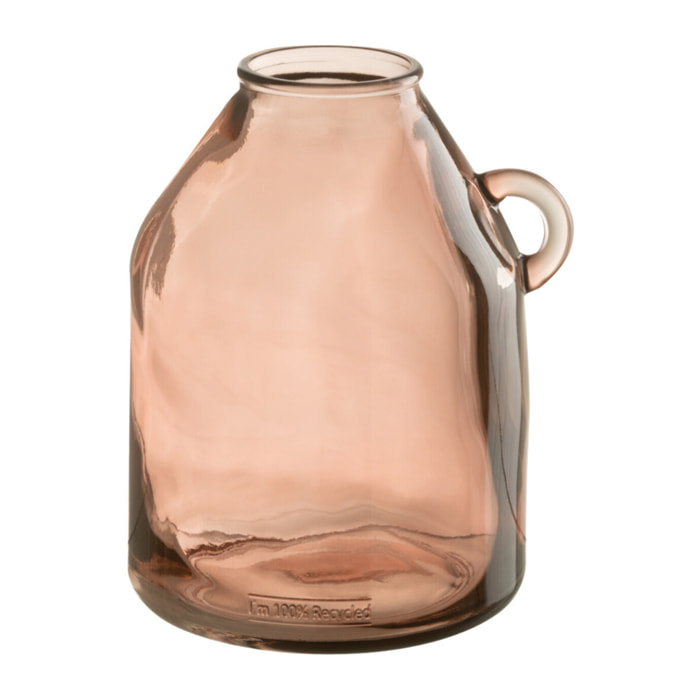 J-Line vase Anse Cylindre - verre - rose clair - small - 25 cm de hauteur