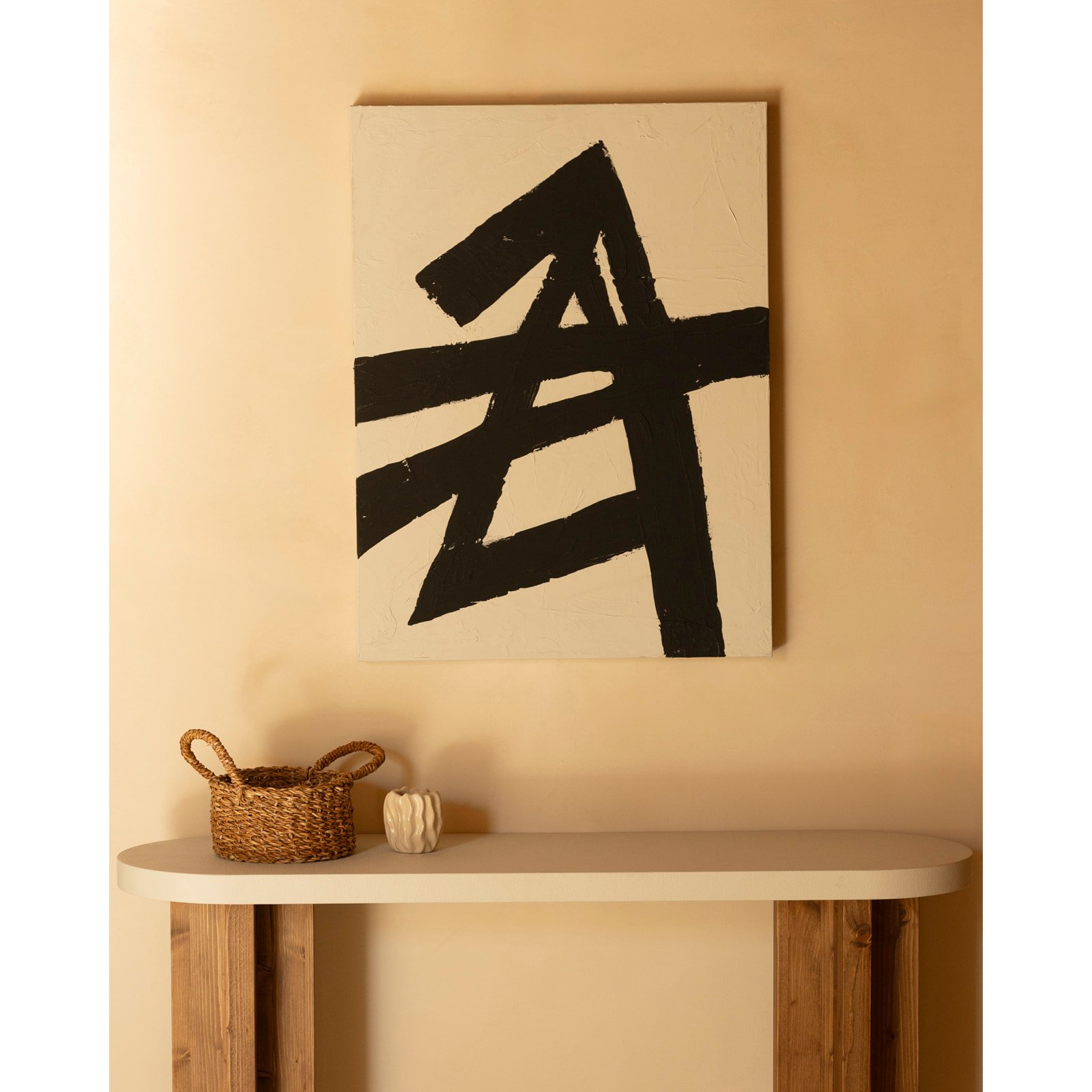 Tableau blanc décoratif sur coton avec cadre en bois peint à la main à la peinture à l'huile dans différentes tailles