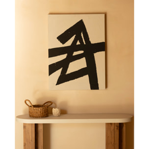 Tableau blanc décoratif sur coton avec cadre en bois peint à la main à la peinture à l'huile dans différentes tailles