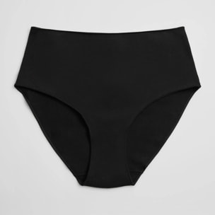 Slip basicohe in cotone neri a vita alta