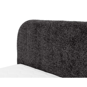Orane - lit coffre - 160x200 cm - en tissu bouclette - Gris Anthracite