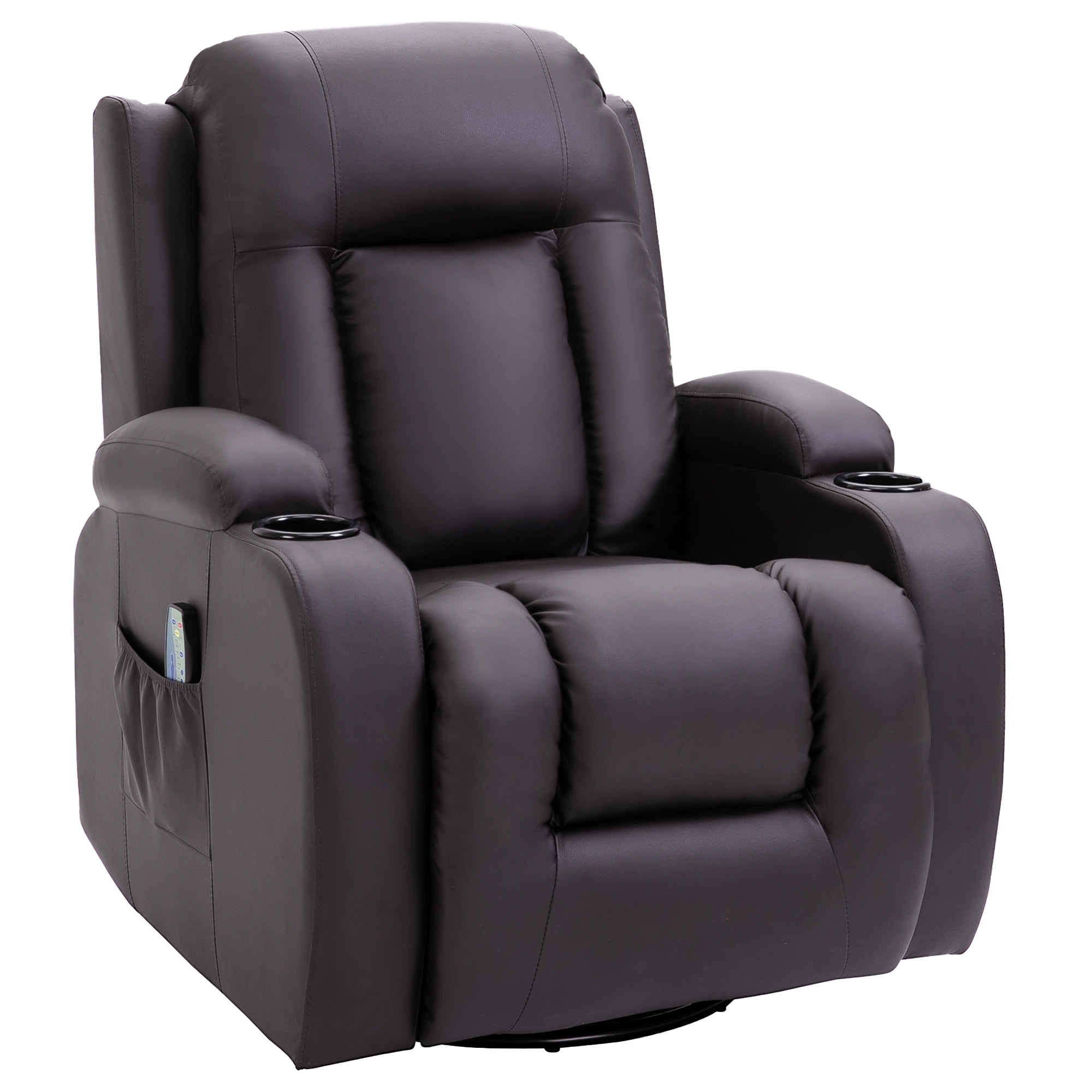 Fauteuil de massage et relaxation électrique chauffant inclinable manuellement repose-pied télécommande chocolat