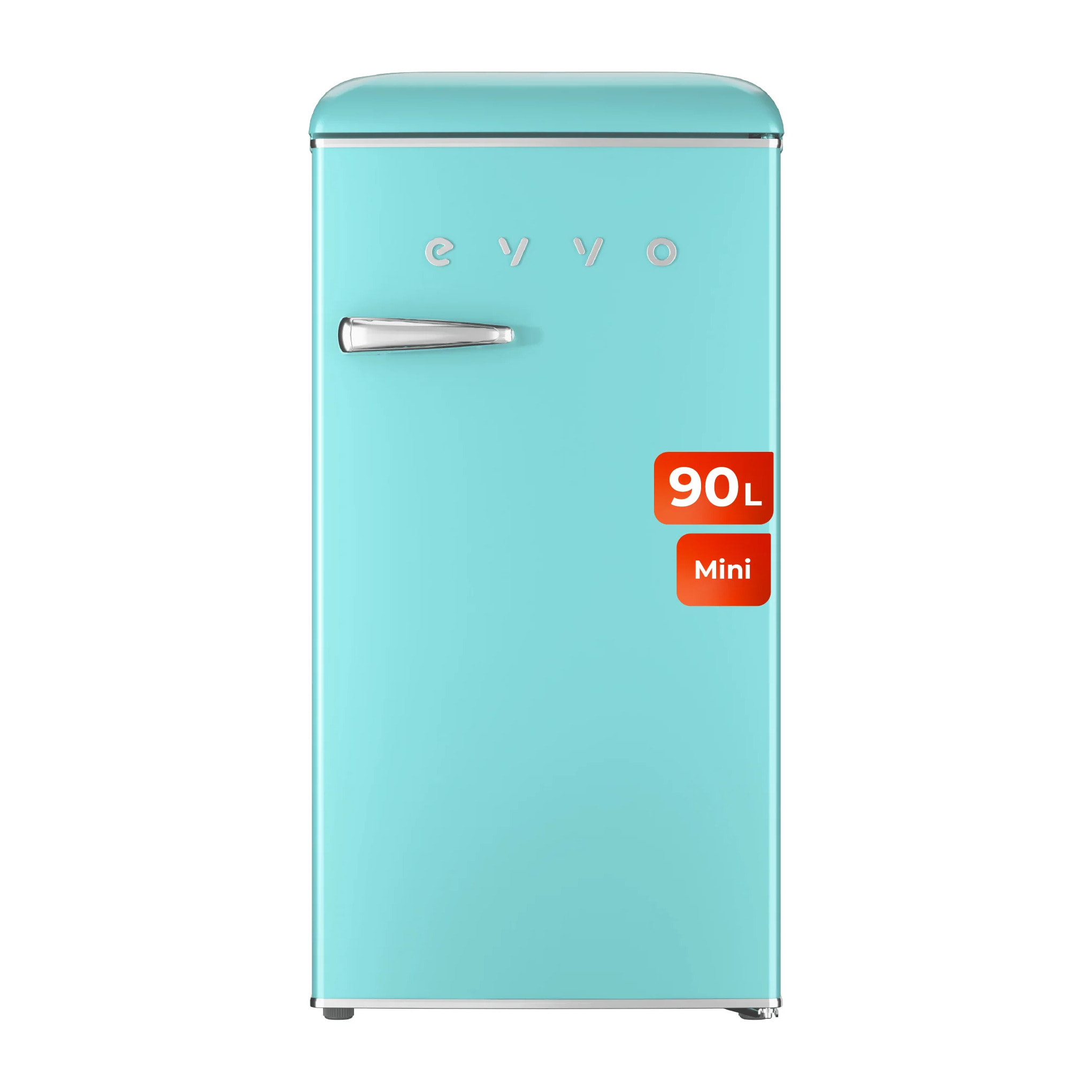 EVVO Frigorífico Mini F26 Retro Azul Pastel, 95 litros, diseño vintage, bajo consumo, silencioso