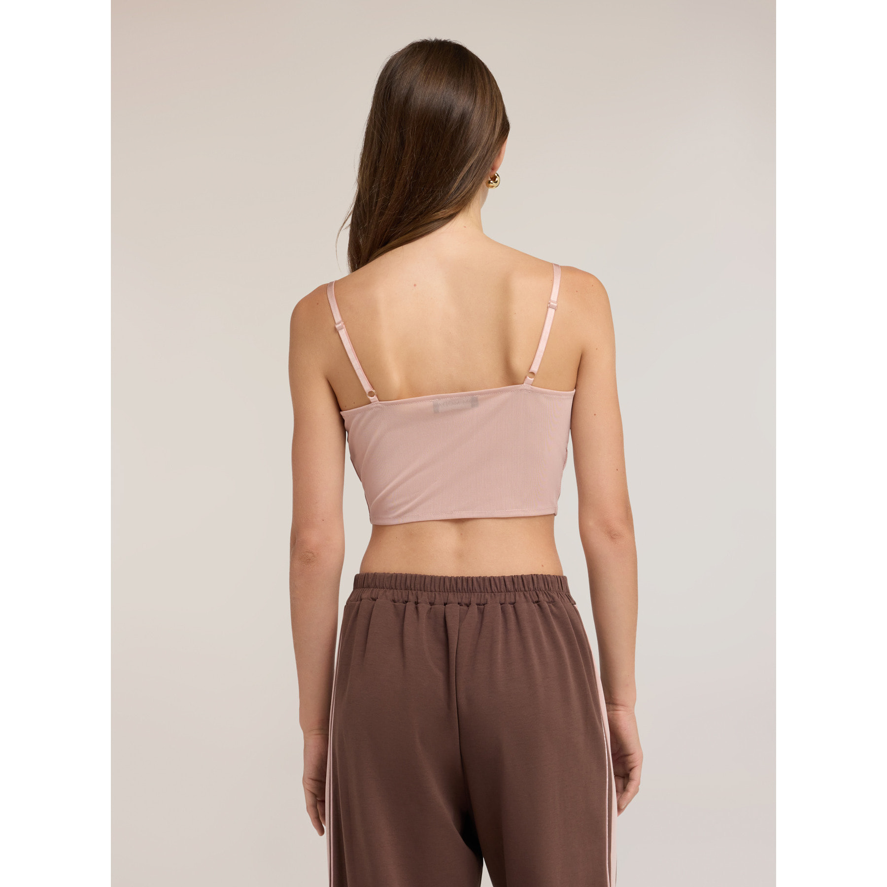 Motivi - Top crop in tulle con micro-strass - Rosa cipria