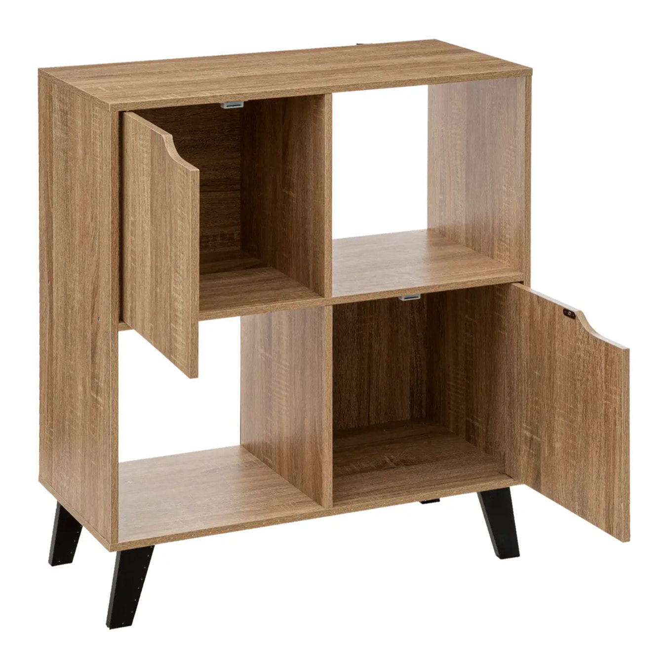 Étagère 4 cases porte "Ceda" effet bois naturel