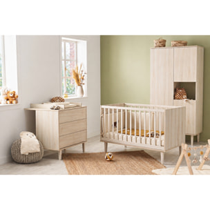 Lit bébé évolutif 70x140 sur pieds- Little Big Bed en bois décor hêtre cendré