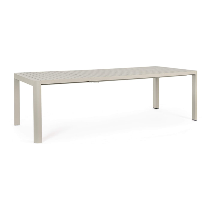 Tavolo da giardino KIPLIN in alluminio beige verniciato a polvere, 180×100 – 240×100 cm