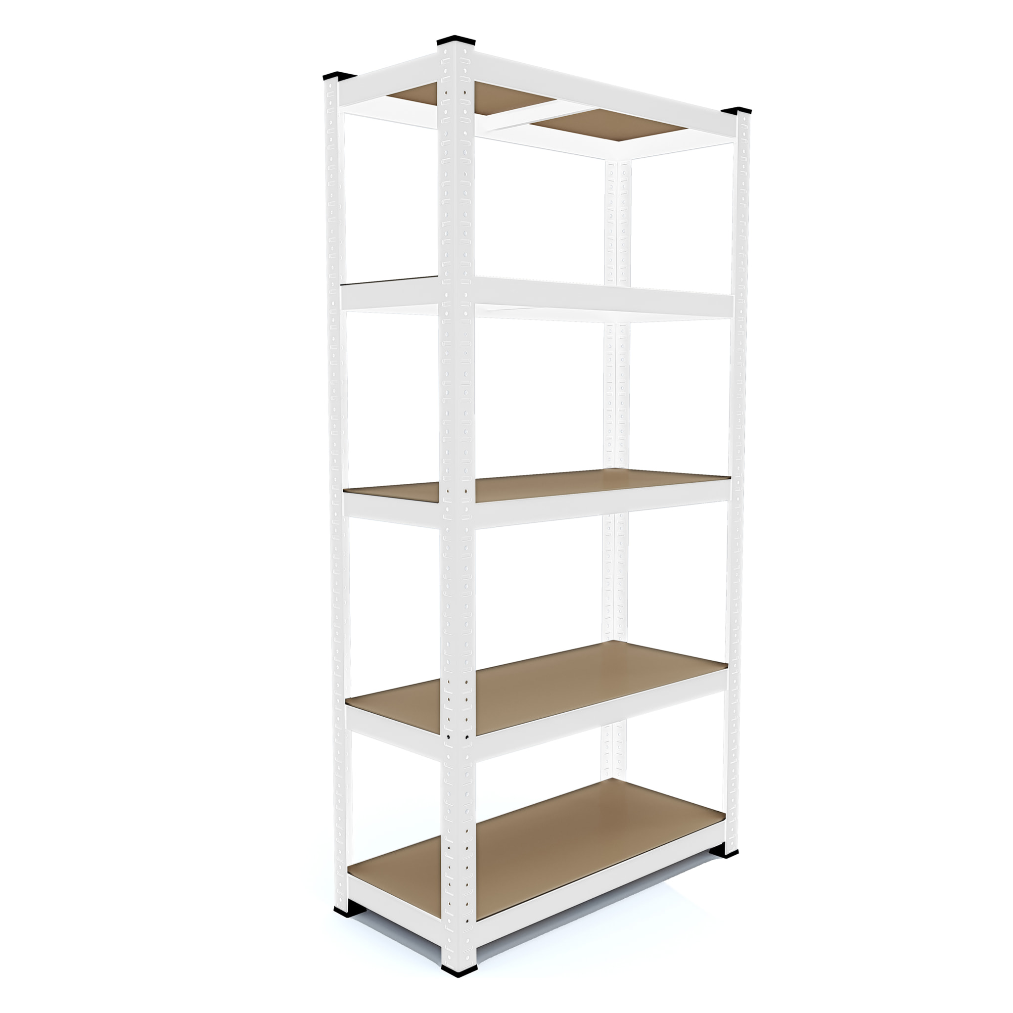 Set di 2 Scaffali In Metallo e MDF - Alta Portata Fino a 875 kg - 5 Ripiani Per Garage Officina Cantina Magazzino - Modulare - Bianco - 180x90x40 cm