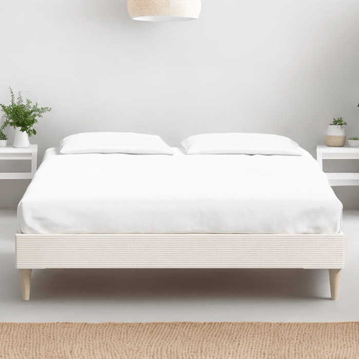 Lit adulte en velours côtelé - DINA