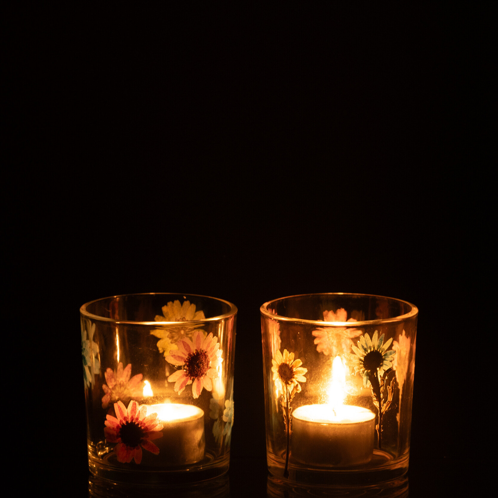 J-Line photophore Posy - verre - transparent/mix - small - 2 pcs