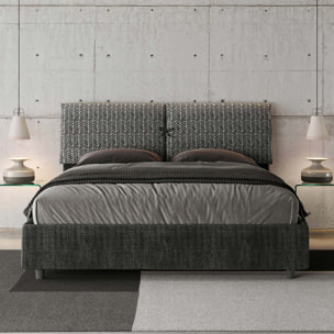 Letto matrimoniale senza rete imbottito 160x200 tessuto Aragona 8 blu Mados